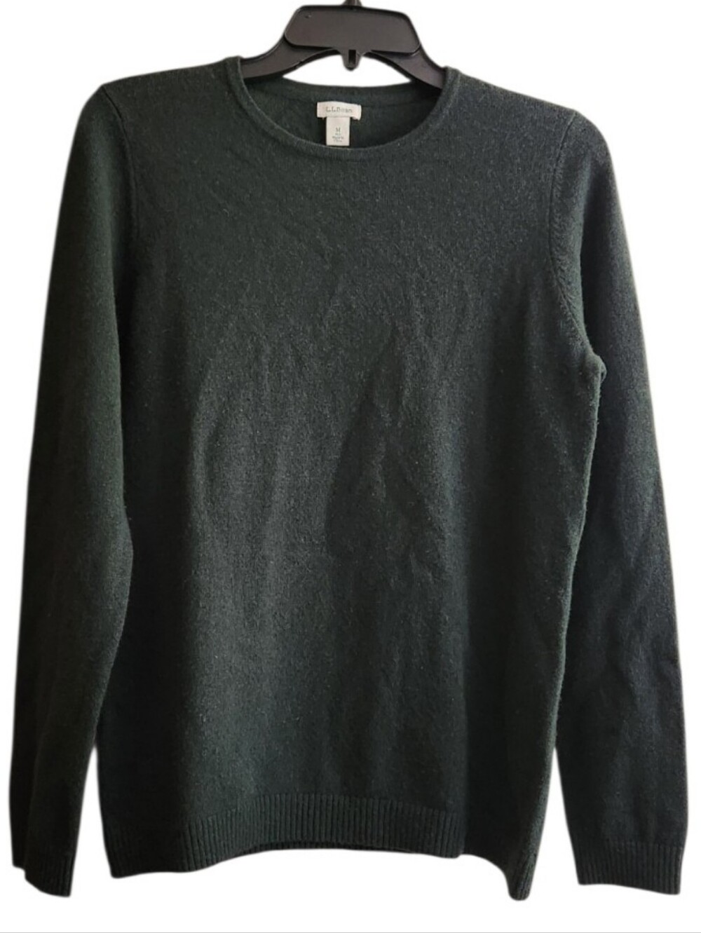 L.L. Bean 100% Cashmere Forest Green Classic Crewneck Sweater